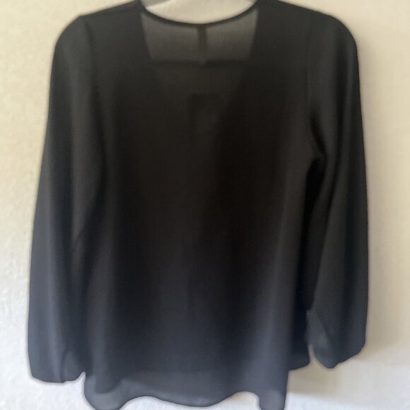 Tyche Black Balloon Sleeve V Neck Womens Blouse Sz S NWT whimseygoth - Picture 7 of 10